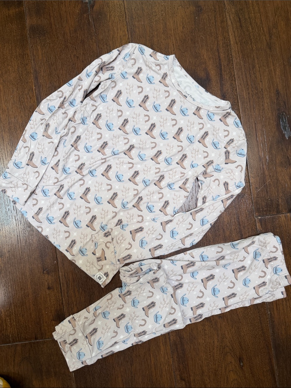 Sweet Bamboo - Kids Two-Piece Western Pajama Set - Cowboy Hats & Boots - Size: 7